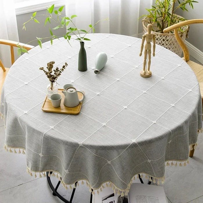 Elegant Customizable Plaid Cotton Linen Table Cover - Enhance Your Dining Atmosphere