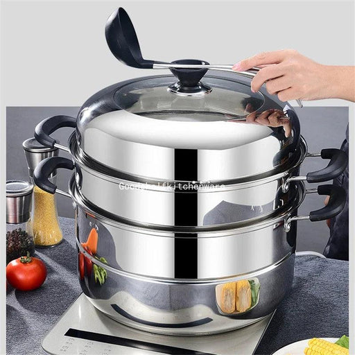 Premium Stainless Steel Multi-Tier Steamer for Efficient Home Cooking