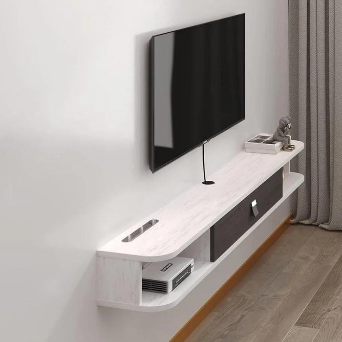 Contemporary Wall-Mounted TV Shelf with Generous Storage - Stylish Floating Console for Modern Interiors