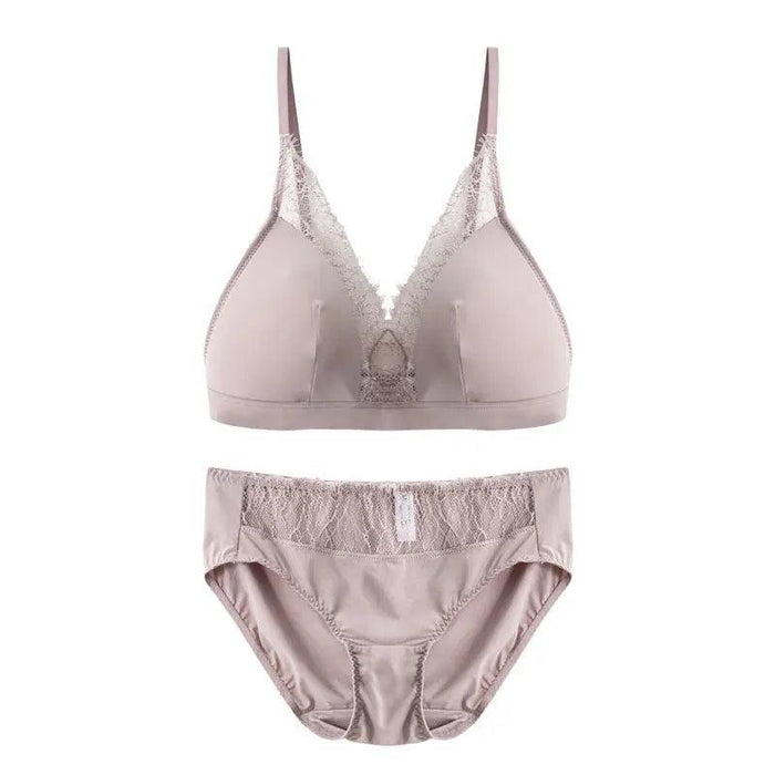 Silk Elegance: Eyelash Lace Rimless Lingerie Set in Natural Mulberry Silk