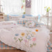 Pastoral Elegance: Embroidered Floral Cotton Bedding Set with Ruffled Details - Duvet Cover, Flat & Fitted Sheets, Pillowcases