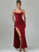 Satin Backless Maxi Gown with Spaghetti Straps for Women