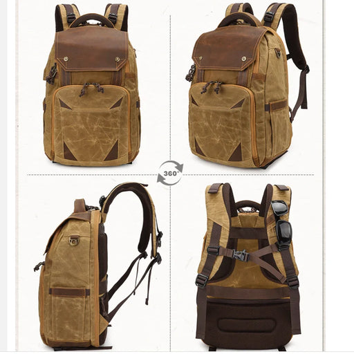Waterproof Retro Batik Canvas Camera Backpack with USB Port - Ideal for Men's Photography Gear and Travel