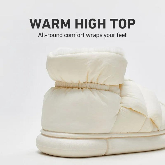 Couples' Cozy Winter Waterproof Snow Boots & Plush High-Top Slip-Ons Set