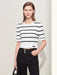 Chic Striped Summer Knit Blouse for Women - Short-Sleeve Slim Fit