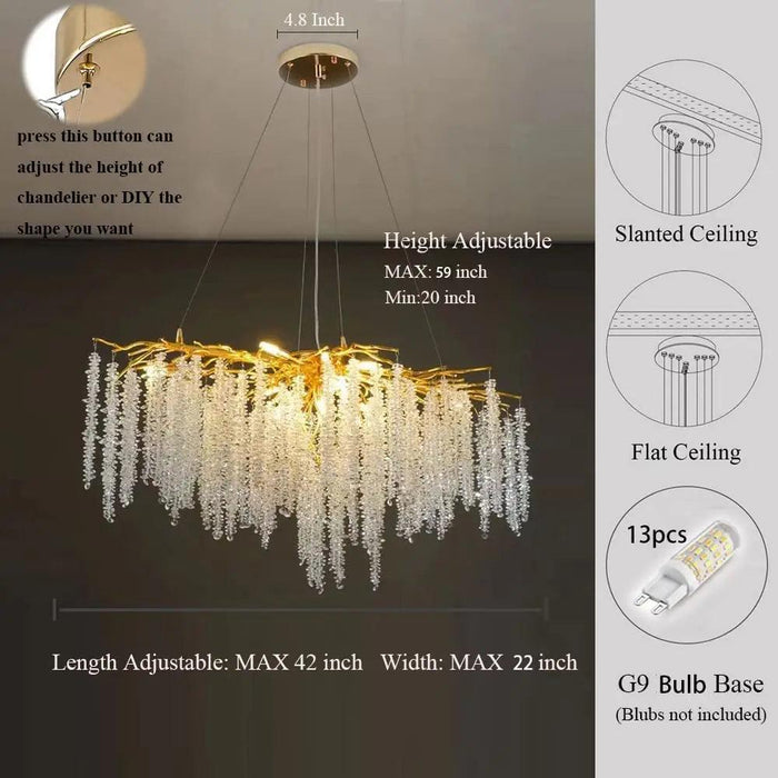 Nature's Elegance: Luxurious LED Crystal Chandelier for Exquisite Home Illumination