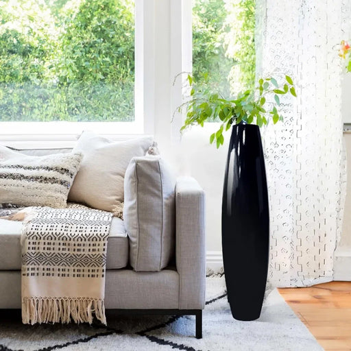Luxurious Black Resin Floor Vase - Elegant Home Decoration Piece