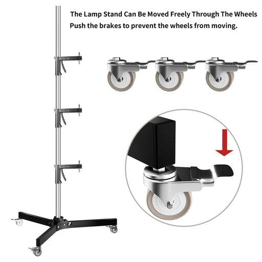 Gun Handle Studio Light Stand with Wheels and Folding Tripod - LED Softbox COB Light Support