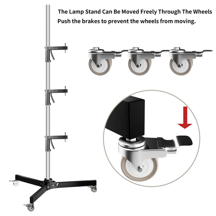 Gun Handle Studio Light Stand with Wheels and Folding Tripod - LED Softbox COB Light Support