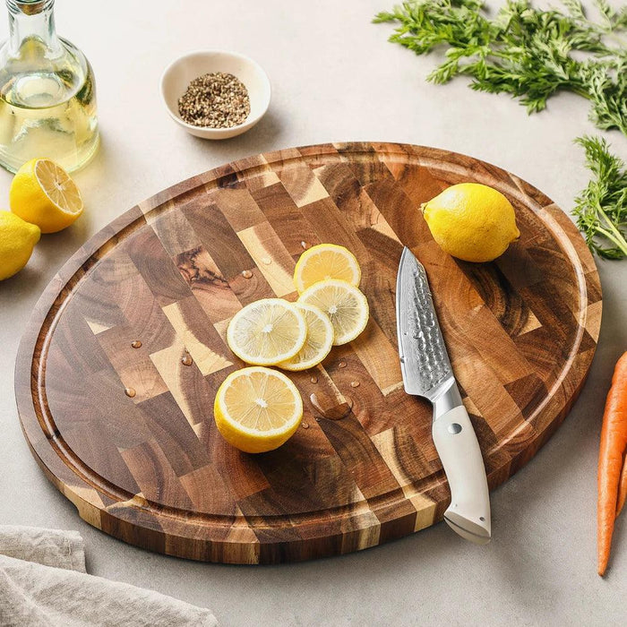 Exquisite End Grain Acacia Wood Cutting Board - Non-Slip Kitchen Chopping Block