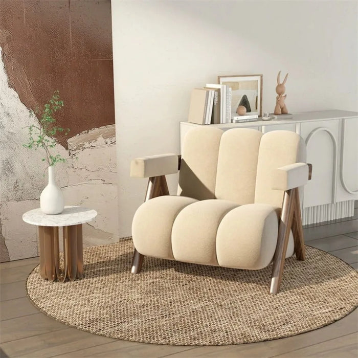 Luxurious Japanese Cream Single Sofa Chair - Chic Scandinavian Moroccan Aesthetic