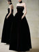 Strapless High Waist Velvet Pleated Evening Gown for Women