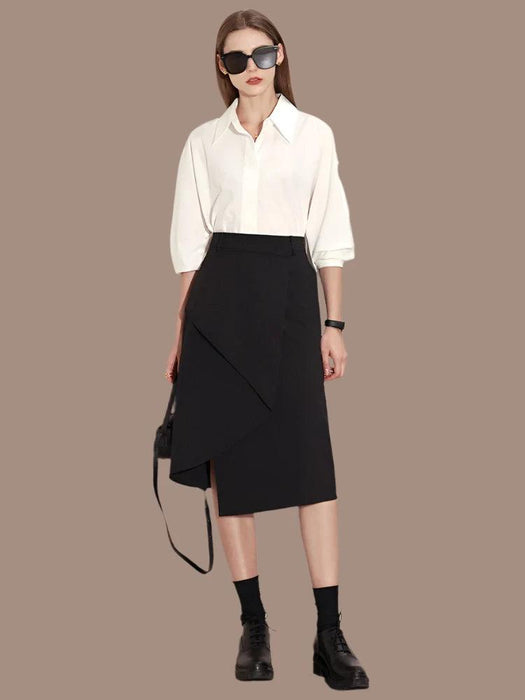 Women's High Waist A-line Minimalist Skirt - Irregular Design for Versatile Office & Casual Looks - Spring 2023 Collection