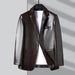 Men's Premium Faux Leather Lapel Jacket with Elegant Button Cuffs and Practical Pockets