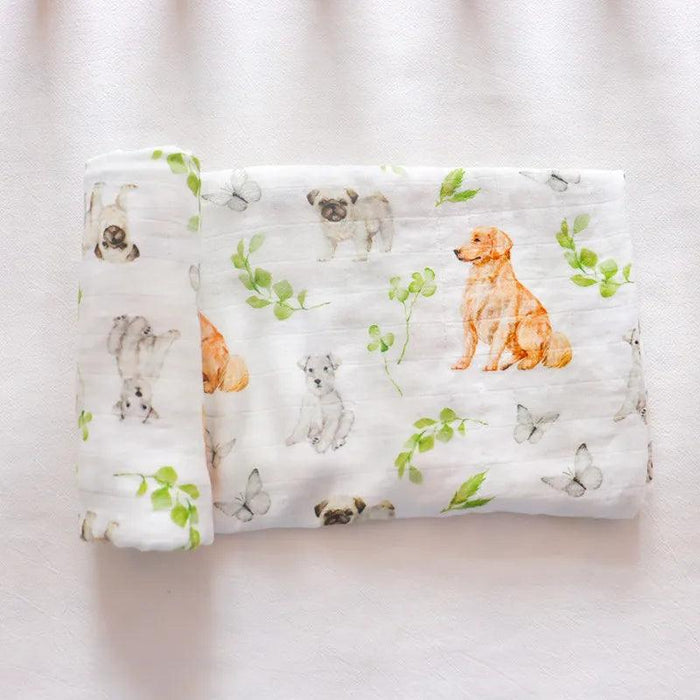 Bamboo Cotton Muslin Baby Swaddle Blanket - Adorable Animal Print for Cozy Comfort