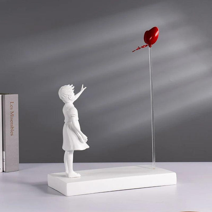 Heart Balloon Girl Banksy Inspired Resin Art Sculpture - Large Size Home Decor Piece