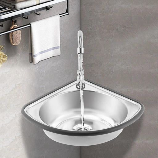 Versatile Triangular Stainless Steel Hand Wash Basin Kit for Modern Spaces