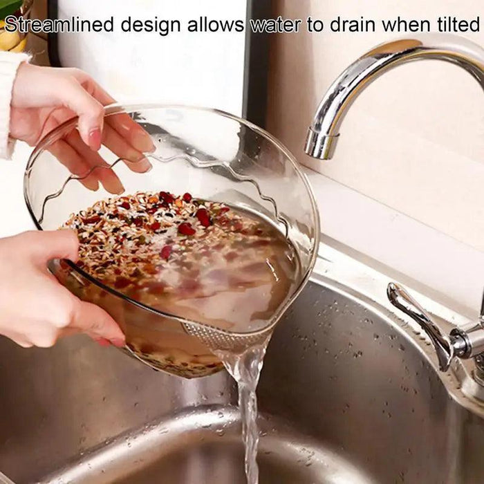 Ergonomic Transparent Rice Washing Strainer with Fine Drain Holes