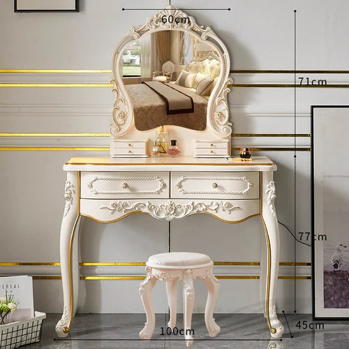 Chic European Minimalist Makeup Vanity Table