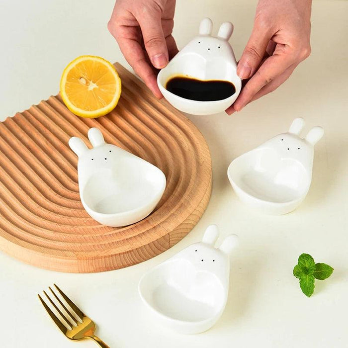 Charming Rabbit Handle Ceramic Seasoning Bowl - Elevate Your Dining Aesthetics