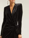 Sophisticated Asymmetrical Velvet Evening Dress with Alluring Deep V-neck