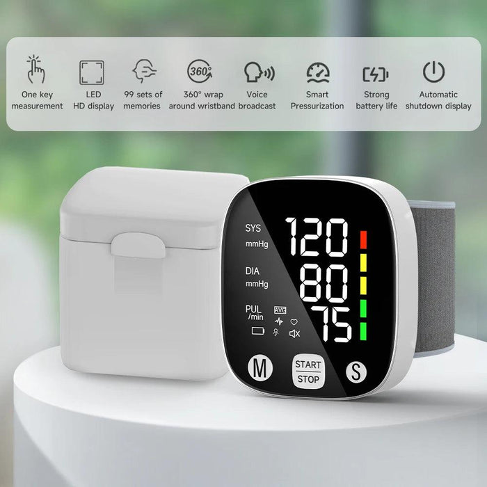 Revolutionary Multilingual LED Wrist Blood Pressure Monitor - Your All-in-One Health Assistant