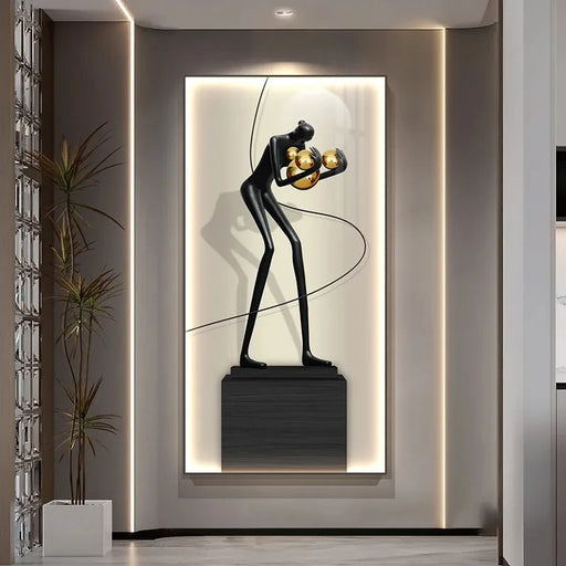 Luminous LED Wall Lamp with Creative Abstract Portrait Design - Aluminum Alloy Frame, Crystal Porcelain Painting - 50X100CM/60X120CM