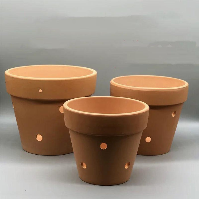 Set of 2 Stylish Red Terracotta Hanging Pots with Drainage for Succulents and Cacti