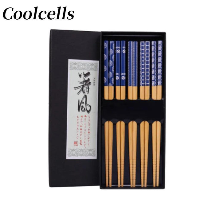 5 Pairs of Non-Slip Japanese Bamboo Chopsticks