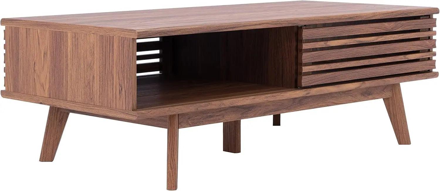 Rori Elegant Walnut Coffee Table with 1 Shelf - Chic Centerpiece for Living Rooms (46" w. x 23" d. x 16" h.)