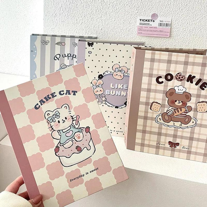 Adorable A5 Kawaii Biscuit Bear Photocard Organizer with Protective Dust Cover for Kpop Enthusiasts