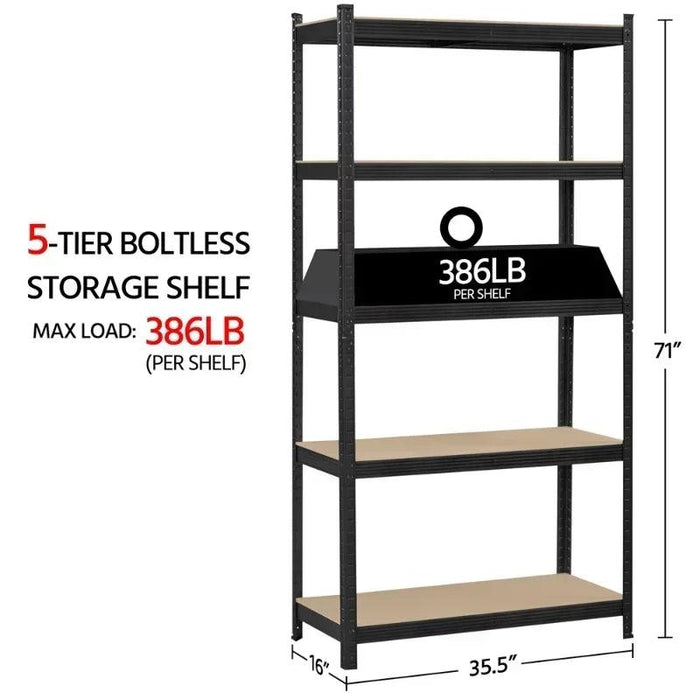 5-Tier Heavy-Duty Adjustable Metal Storage Rack - Versatile Organizer for Home, Garage, and Warehouse by SmileMart