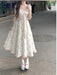 Floral Midi Dress with Adorable Bow - Trendy Korean Style Casual Evening Outfit for Women