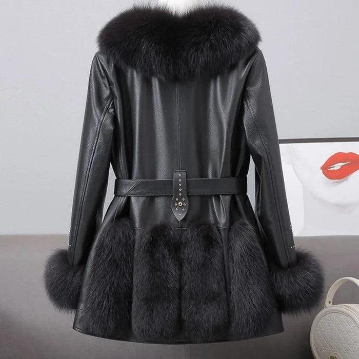 Elegant Fox Fur-Accented Winter Jacket: The Ultimate in Warmth and Style