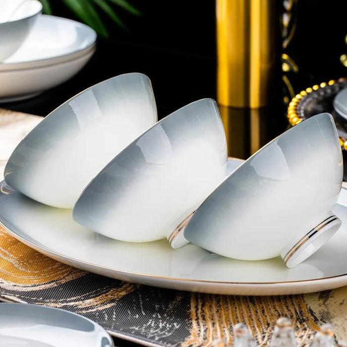 Elegant 62/40-Piece Bone China Dining Set with Authentic Chopsticks for an Exquisite Dining Experience