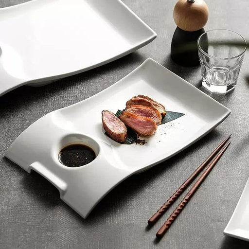 Sophisticated Duck-Embellished Ceramic Platter and Dipping Bowl Set for Stylish Entertaining