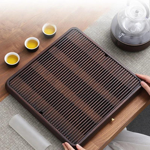 Bamboo Serving Tray for Tea and Coffee - 25cm Portable Wooden Tray