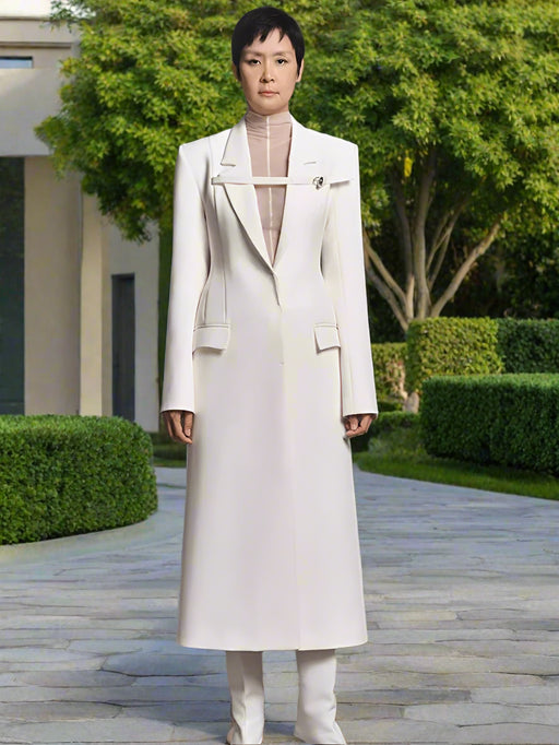 Tailored Suit Dress with Elegant Notched Collar and Structured Shoulders - High Waist