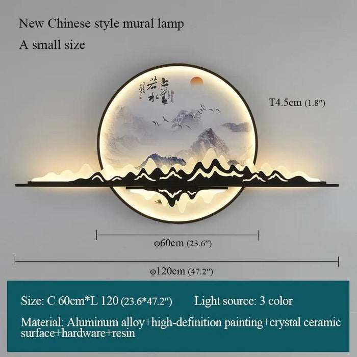 Sophisticated Circular LED Wall Art Light - Enrich Your Space with Traditional Chinese Landscape Aesthetics