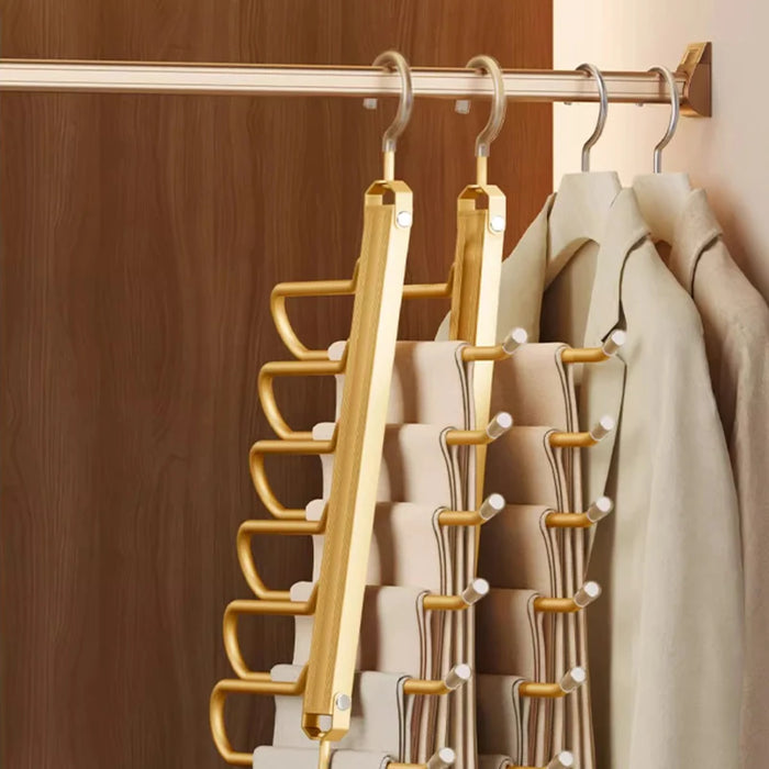 360° Rotating Multi-Layer Trouser Hangers for Closet Space Optimization