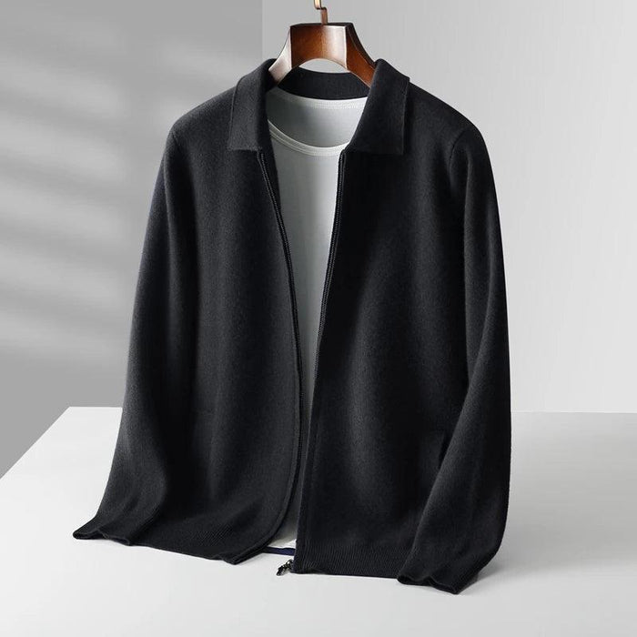 Men's Premium 100% Cashmere Zip-Up Cardigan Sweater