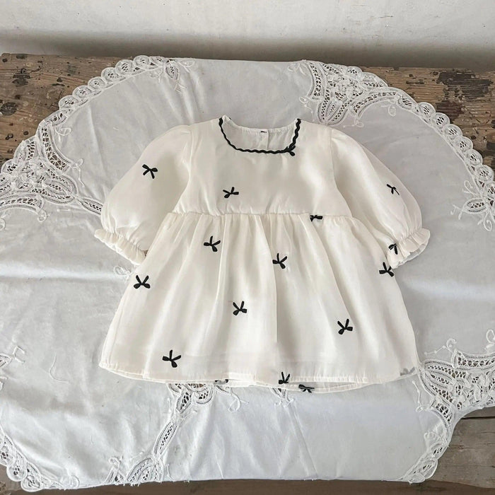 Adorable Cotton Long Sleeve Romper with Bow for Baby Girls - Perfect for Everyday Fashion