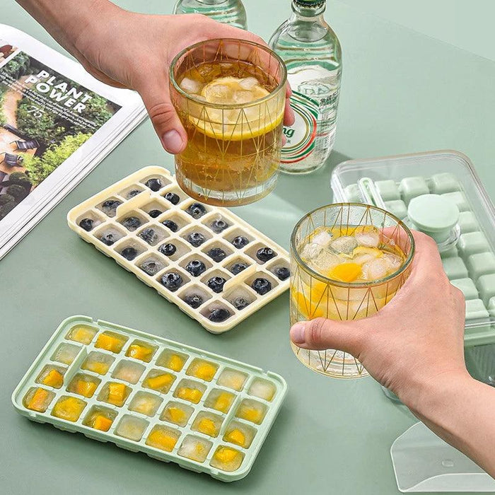 30-Grid Push-Button Ice Cube Tray - BPA-Free Lidded Mold for Quick Ice Release