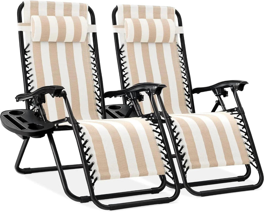 Luxury Zero Gravity Lounge Chairs Set with Accessories in Elegant Black