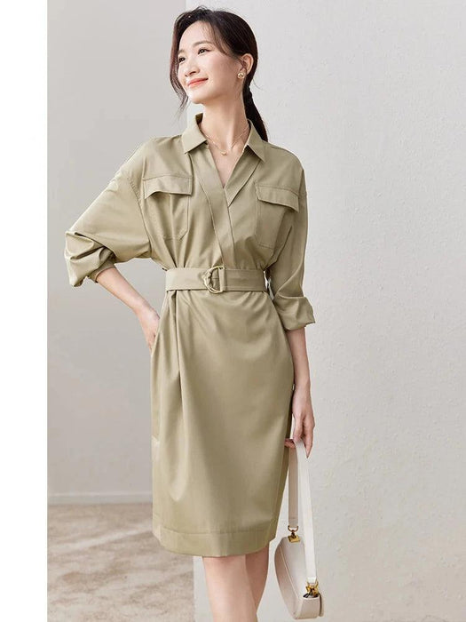 Chic Women's Autumn Shirt Dress for Office and Beyond