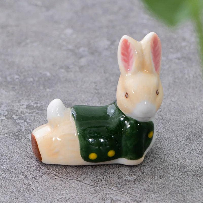 Charming Japanese Ceramic Rabbit Chopstick Rest and Home Accent Decor