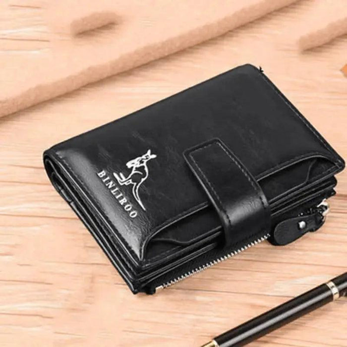 Men's RFID-Blocking PU Leather Zipper Wallet with Organized Compartments