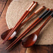 Stylish Wooden Utensil Collection: Premium Long Handle Soup Spoon & Elegant Chopsticks for Authentic Asian Dining