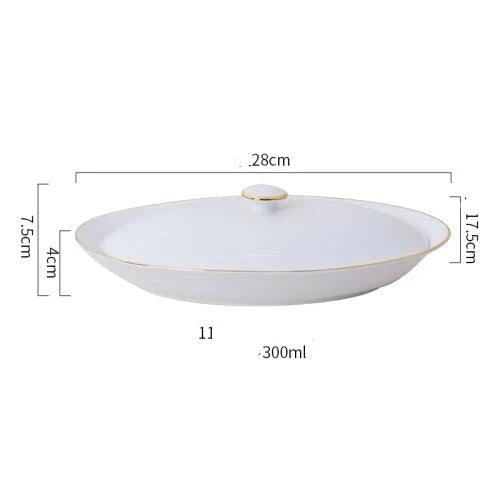 Sophisticated Ceramic Oval Platter for Seafood Serving with Lid