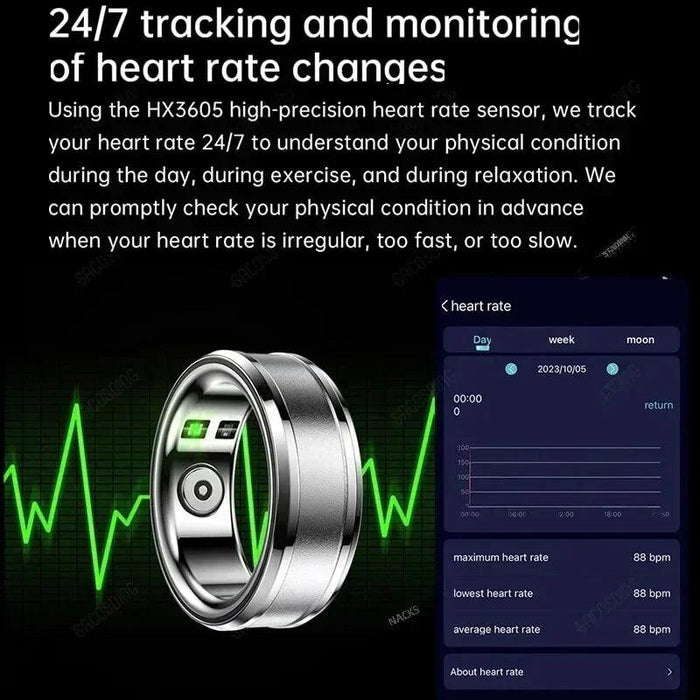 Titanium Smart Health Tracking Ring with Waterproof Capabilities